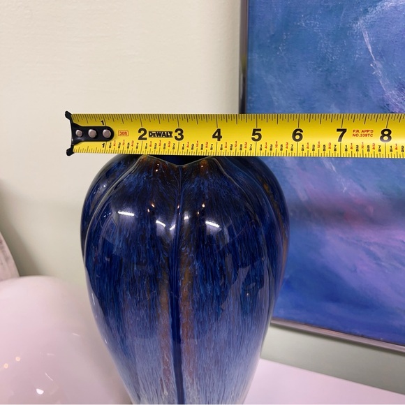 SOLD Bill Campbell Signed Art Pottery Drip Glaze Vase 12.5” Scalloped Rim - Picture 6 of 8